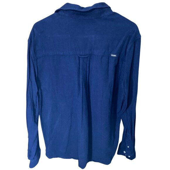CQR Men's Shirt Large Navy Blue Long-Sleeve Button-Up With Corduroy Collar - Picture 2 of 4